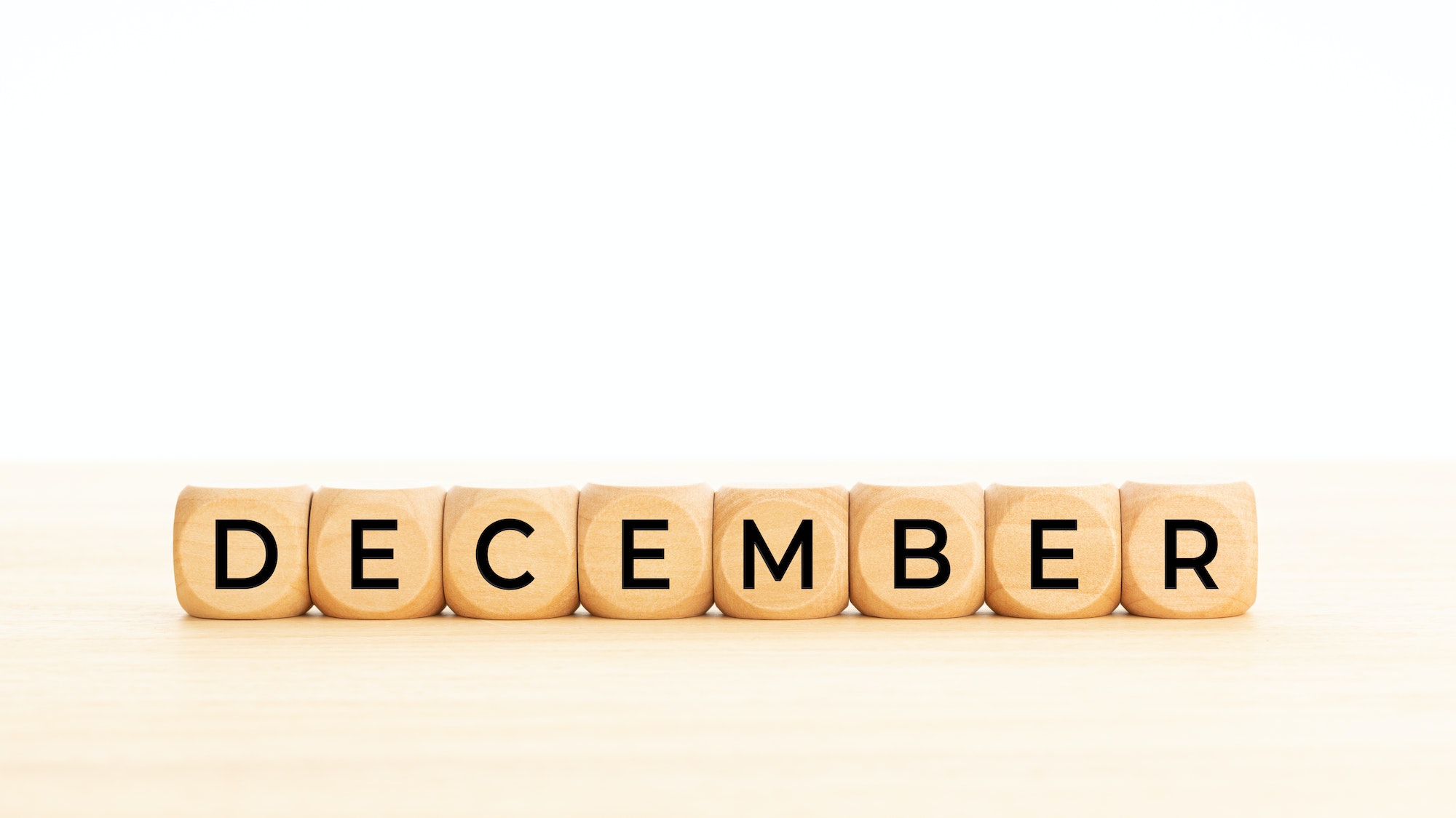 December word on wooden blocks